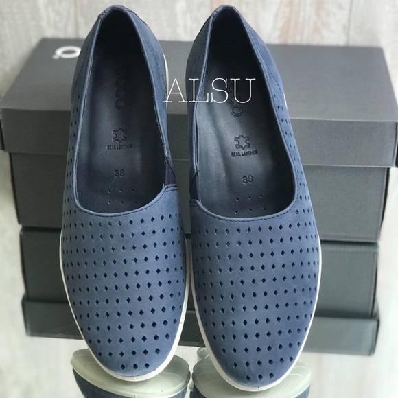 ECCO Felicia Summer Slip On Suede Blue W AUTHENTIC - Picture 3 of 8